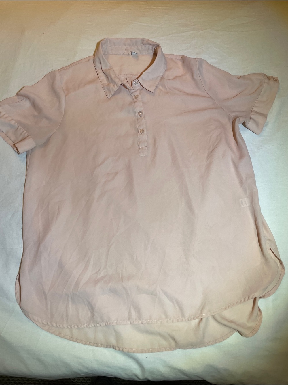 Women's Pale Pink Button-Down Polo Shirt